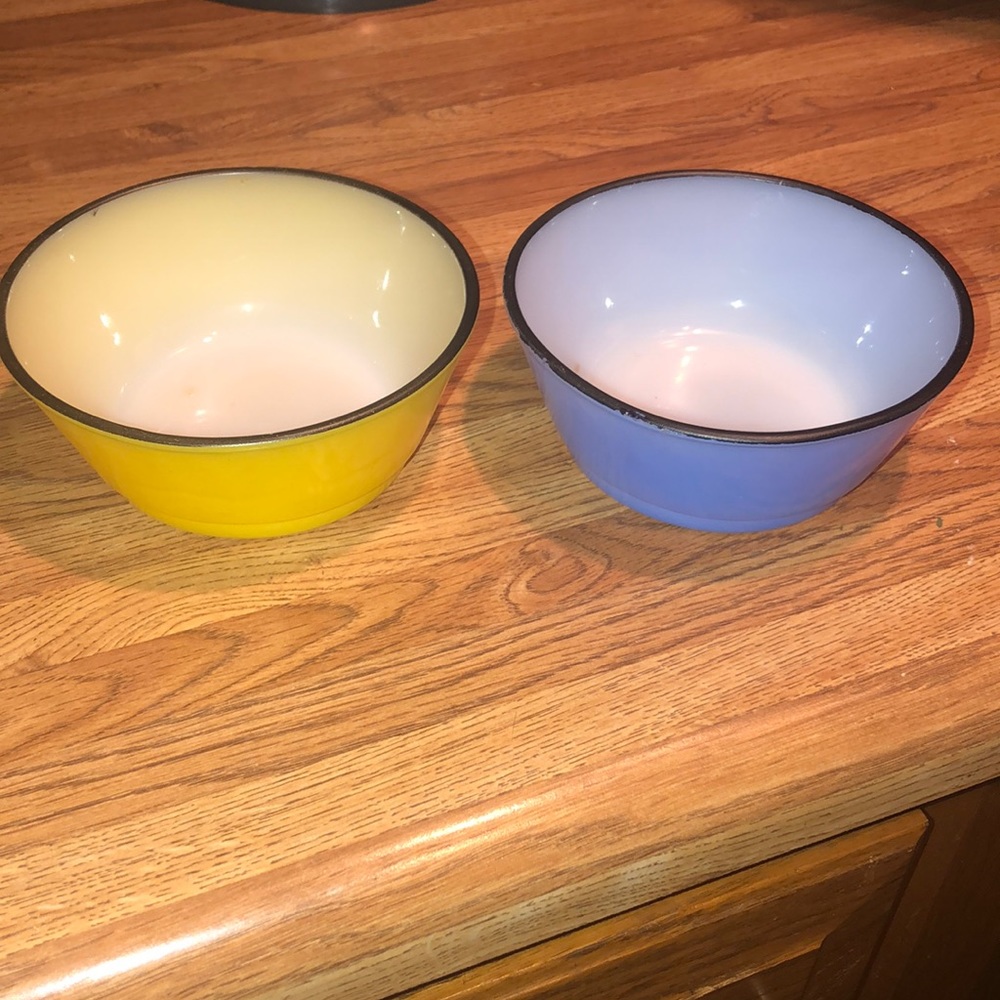 Pair of Vintage Fire King Anchor Hocking Yellow & Black Cereal Fruit Bowls